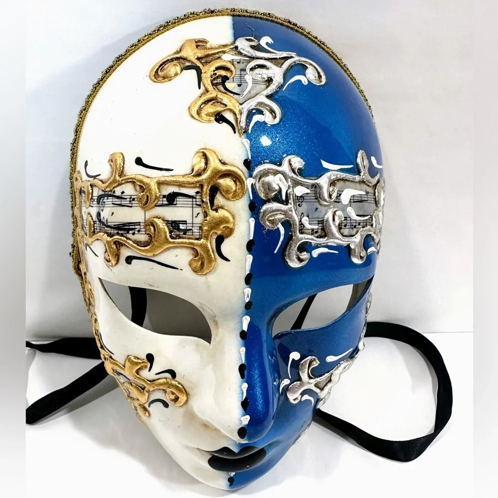 Venetian Mask - Volto Day Night Blue & Gold Genuine 930 VG